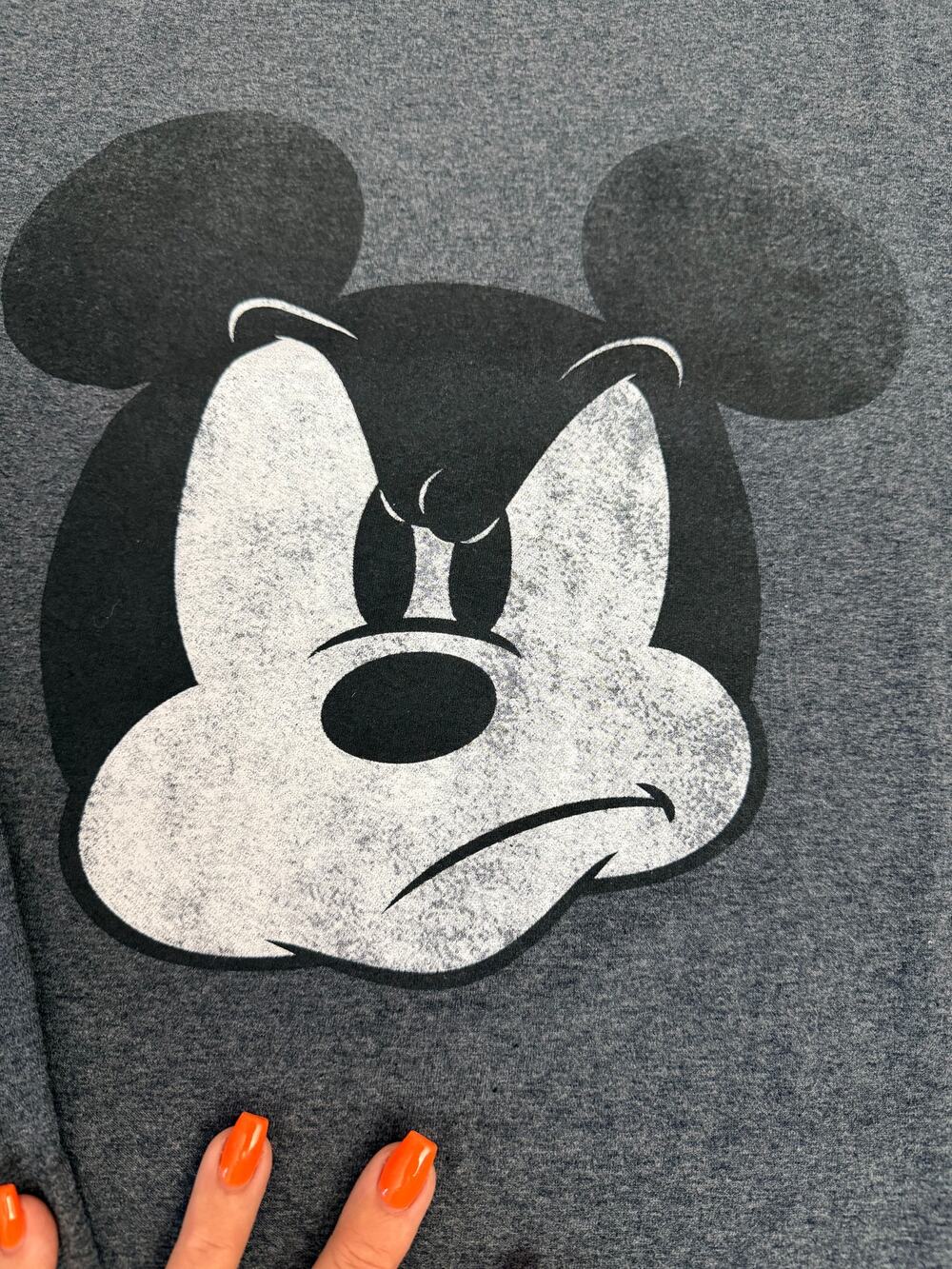 NWOT Disney Mickey Mouse Gray Long Sleeve Graphic Tee 3XL Spellout sleeve